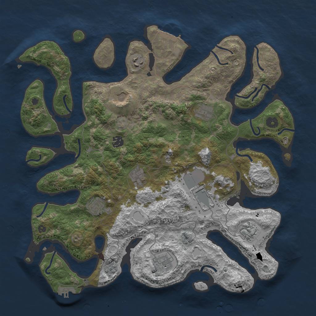 Rust Map: Procedural Map, Size: 4000, Seed: 349665, 18 Monuments