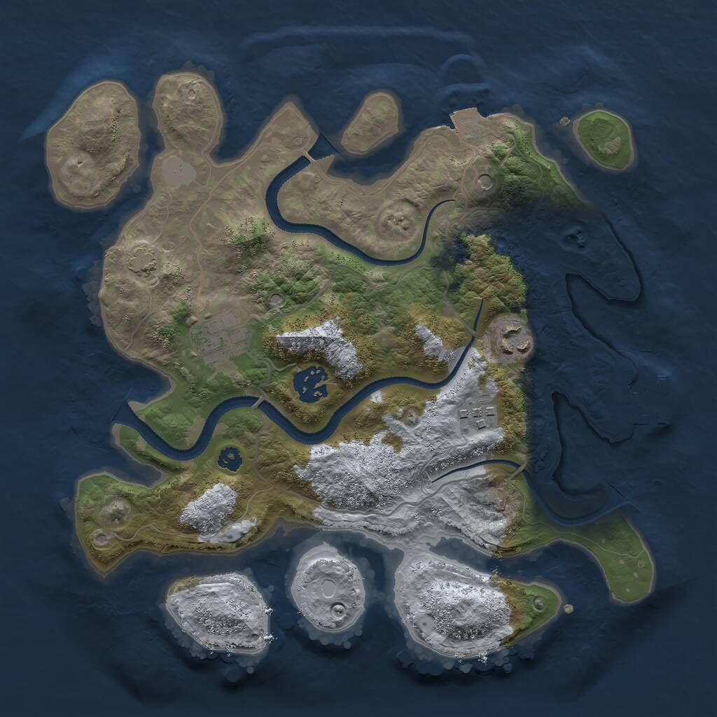 Rust Map: Procedural Map, Size: 3000, Seed: 767320178, 8 Monuments