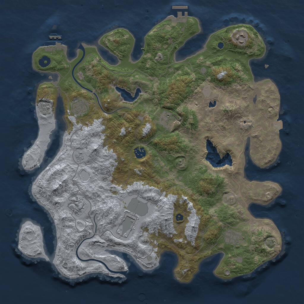 Rust Map: Procedural Map, Size: 4000, Seed: 205071, 14 Monuments