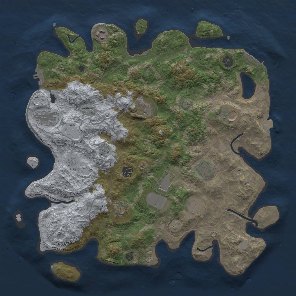 Rust Map: Procedural Map, Size: 4000, Seed: 530937, 18 Monuments