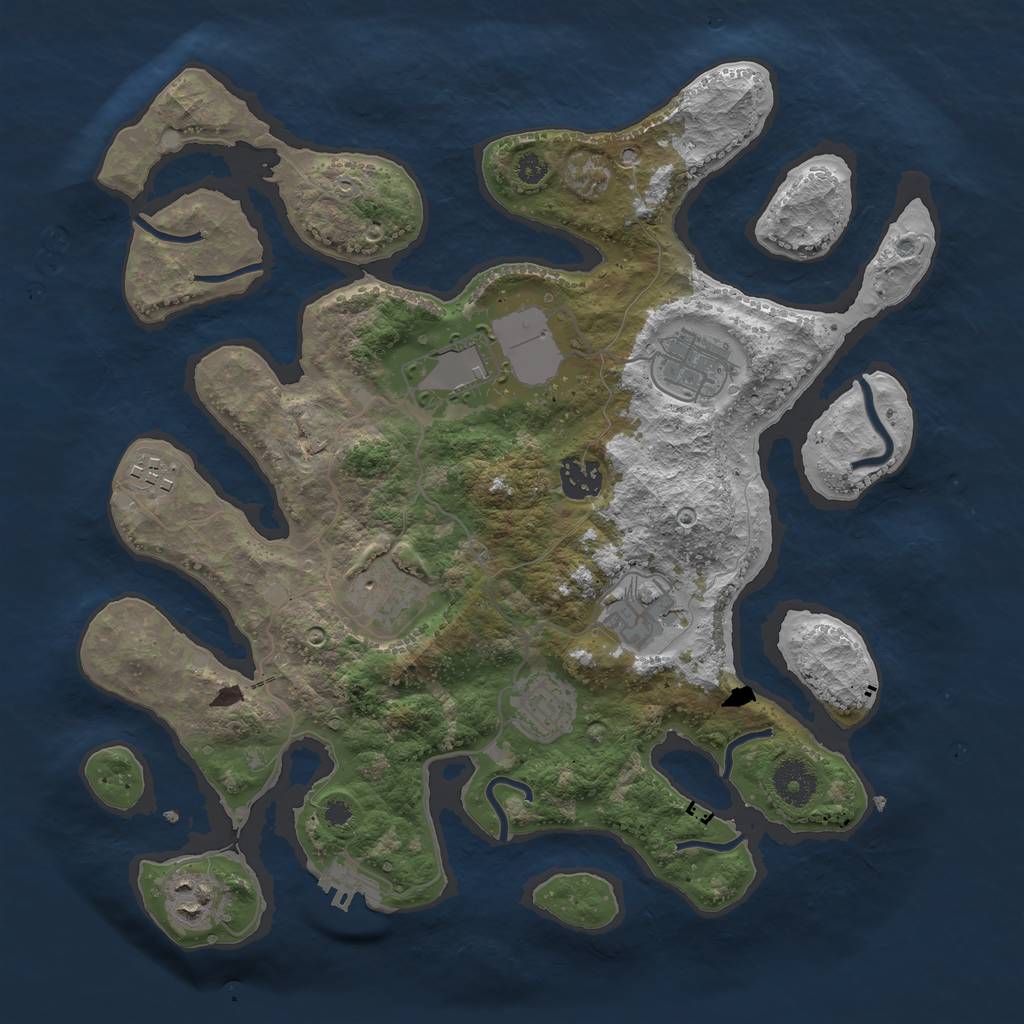 Rust Map: Procedural Map, Size: 3500, Seed: 92137235, 11 Monuments