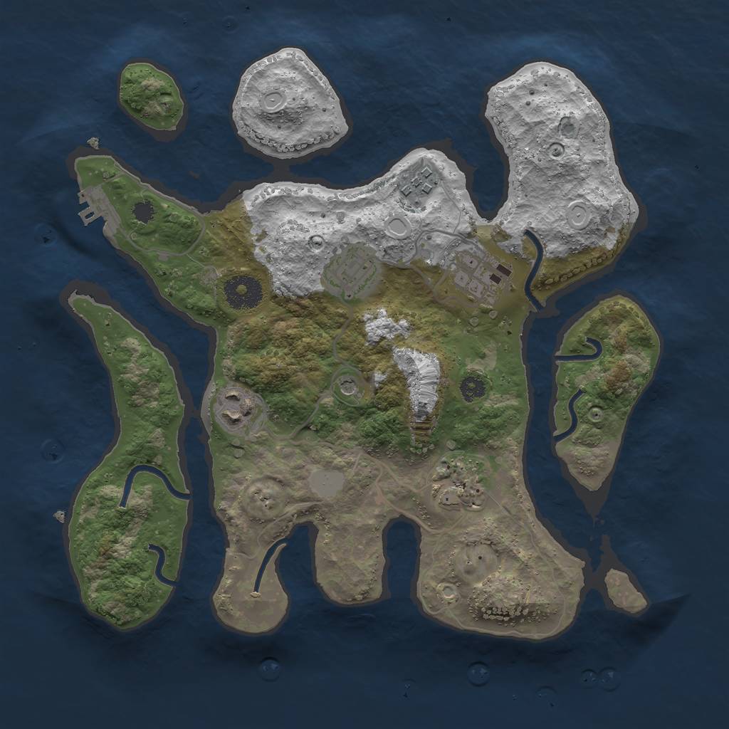 Rust Map: Procedural Map, Size: 3000, Seed: 1855286441, 12 Monuments