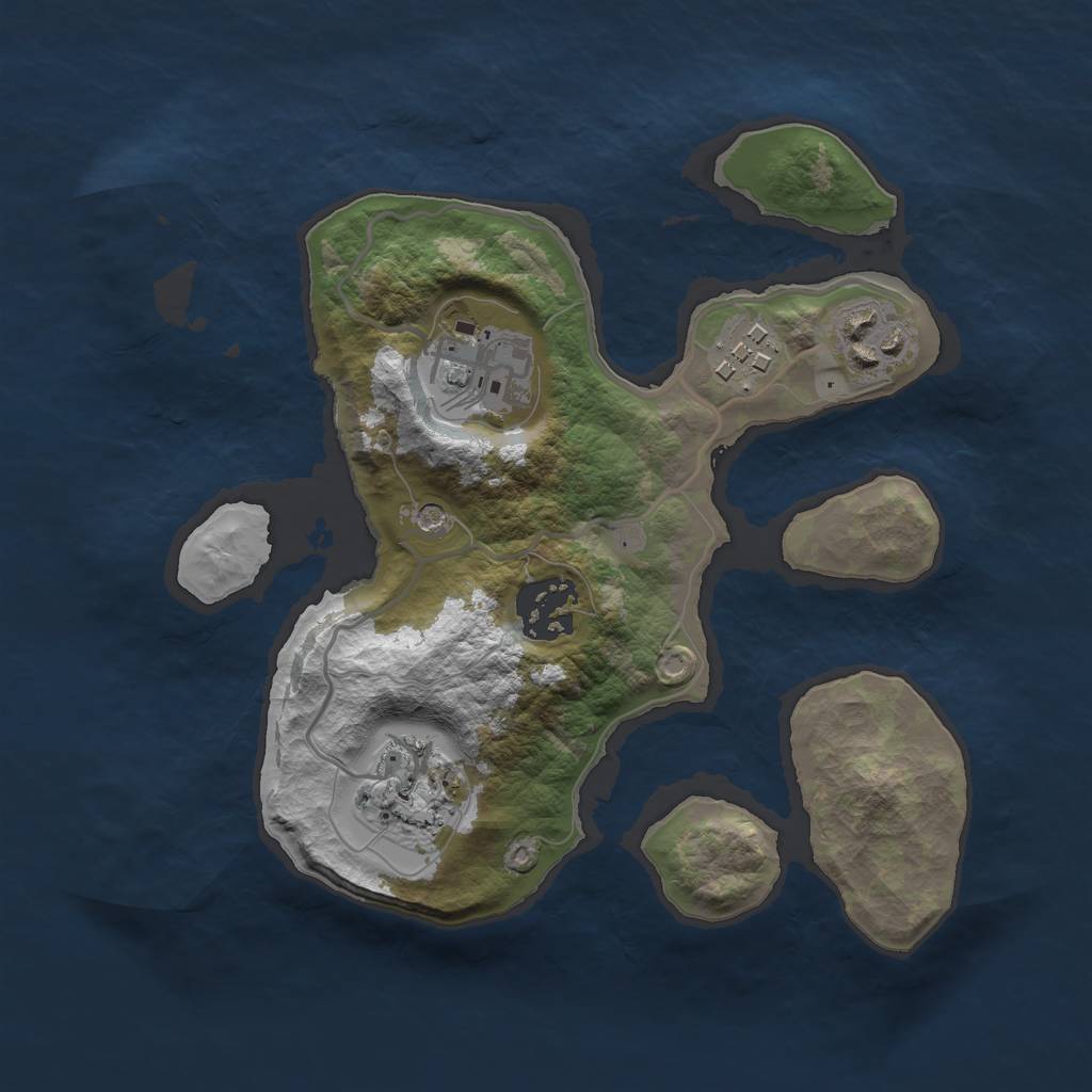 Rust Map: Barren, Size: 2500, Seed: 100, 8 Monuments