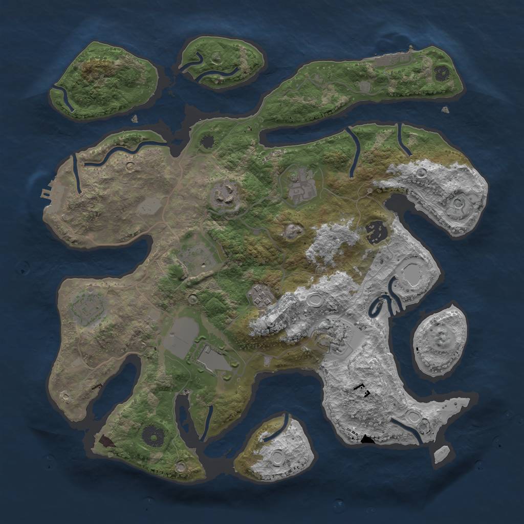 Rust Map: Procedural Map, Size: 3500, Seed: 924199, 16 Monuments