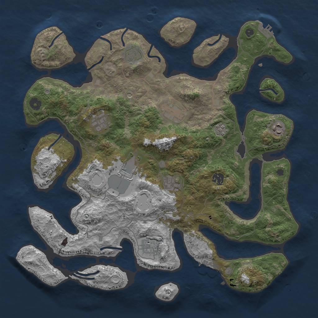 Rust Map: Procedural Map, Size: 4000, Seed: 53421, 17 Monuments