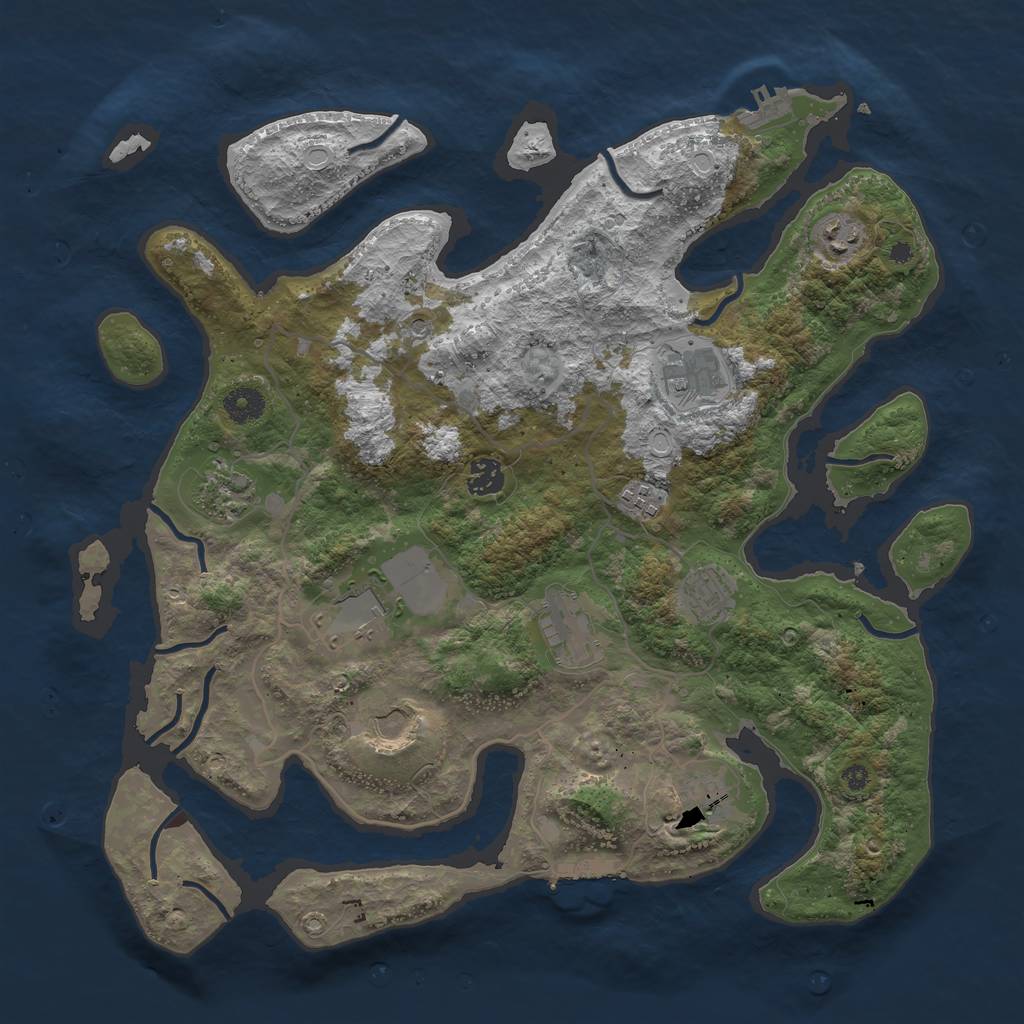 Rust Map: Procedural Map, Size: 4000, Seed: 986, 18 Monuments