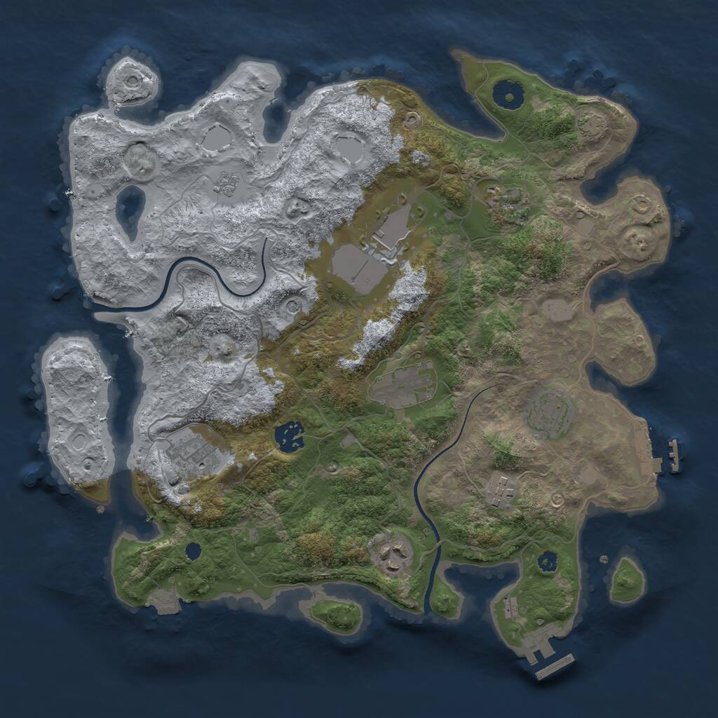 Rust Map: Procedural Map, Size: 3500, Seed: 555707297, 14 Monuments