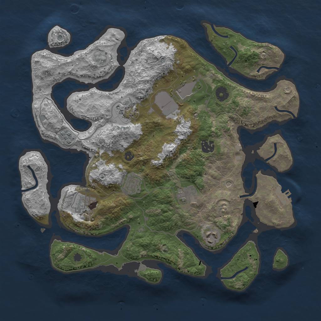 Rust Map: Procedural Map, Size: 3500, Seed: 555707297, 12 Monuments