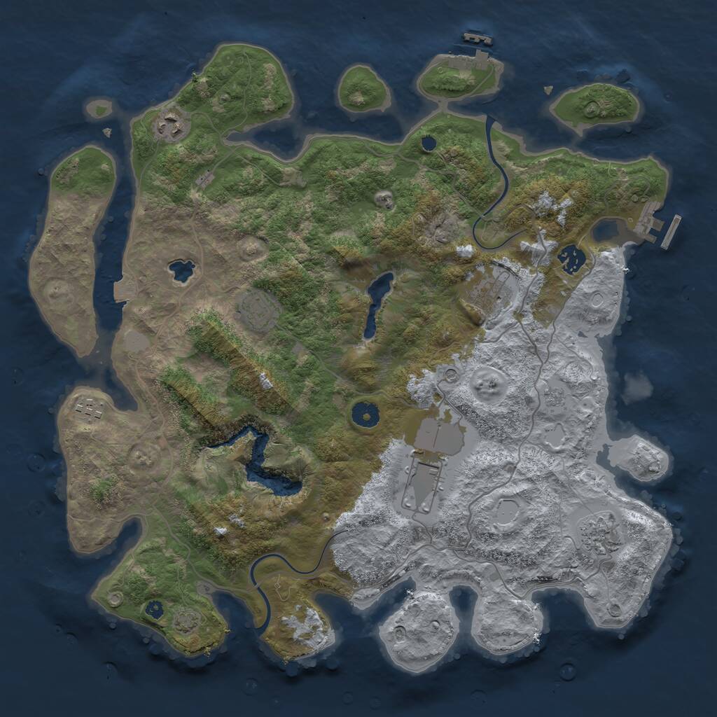 Rust Map: Procedural Map, Size: 4000, Seed: 481063, 13 Monuments