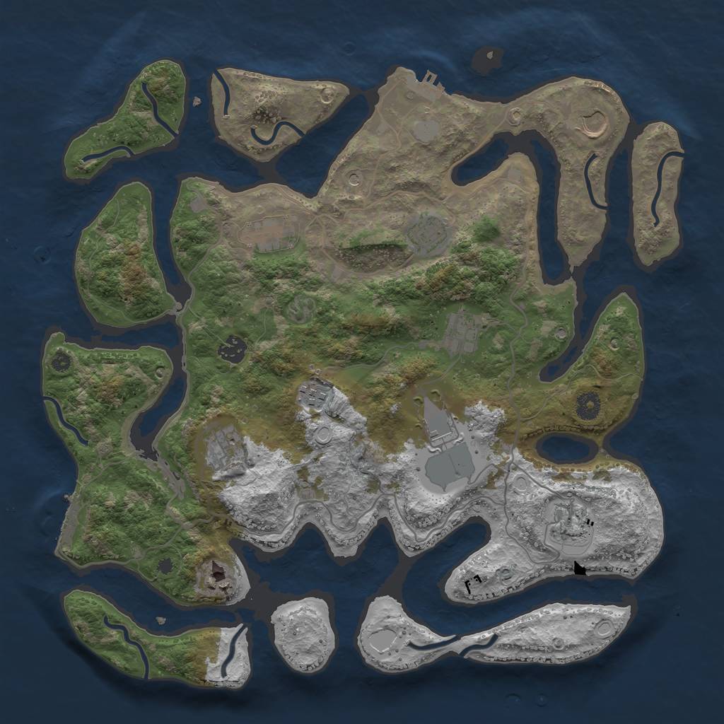 Rust Map: Procedural Map, Size: 4000, Seed: 634377, 18 Monuments