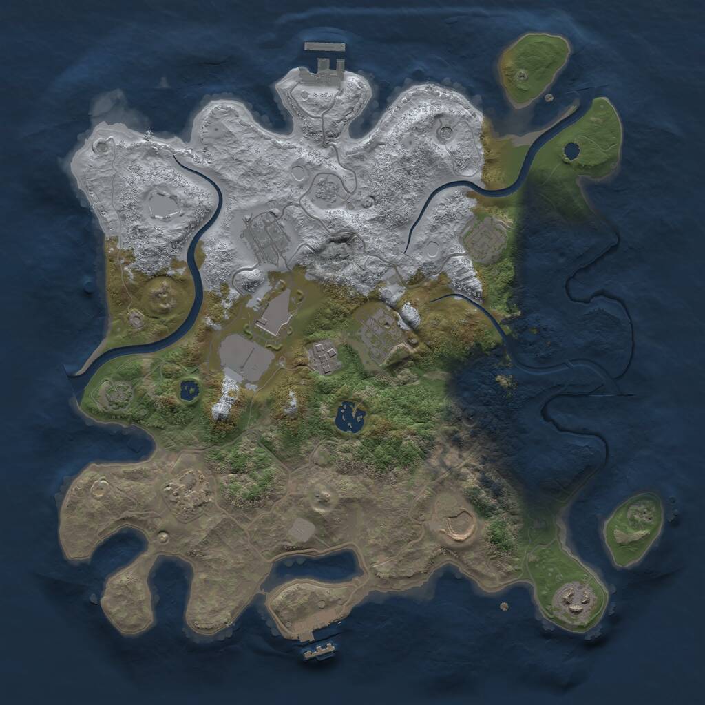 Rust Map: Procedural Map, Size: 3500, Seed: 3211211, 15 Monuments