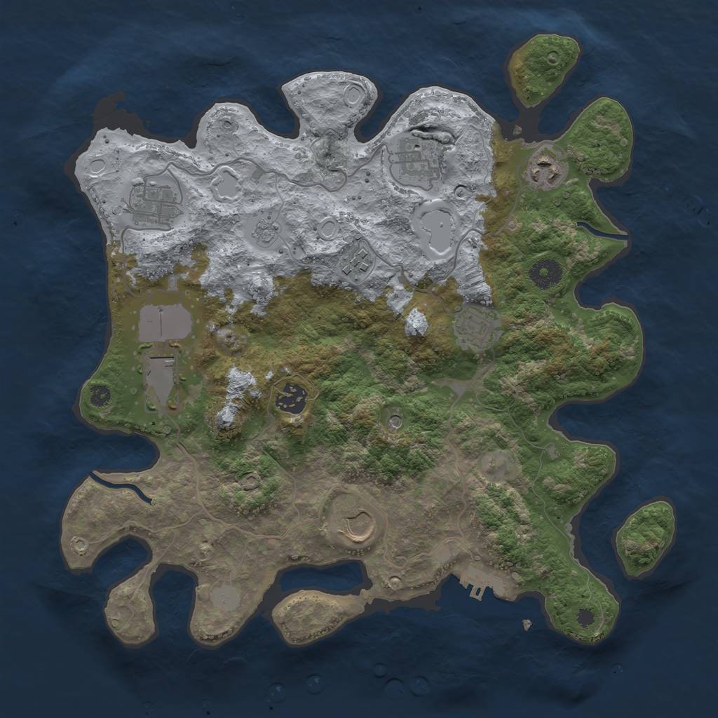 Rust Map: Procedural Map, Size: 3500, Seed: 3211211, 14 Monuments