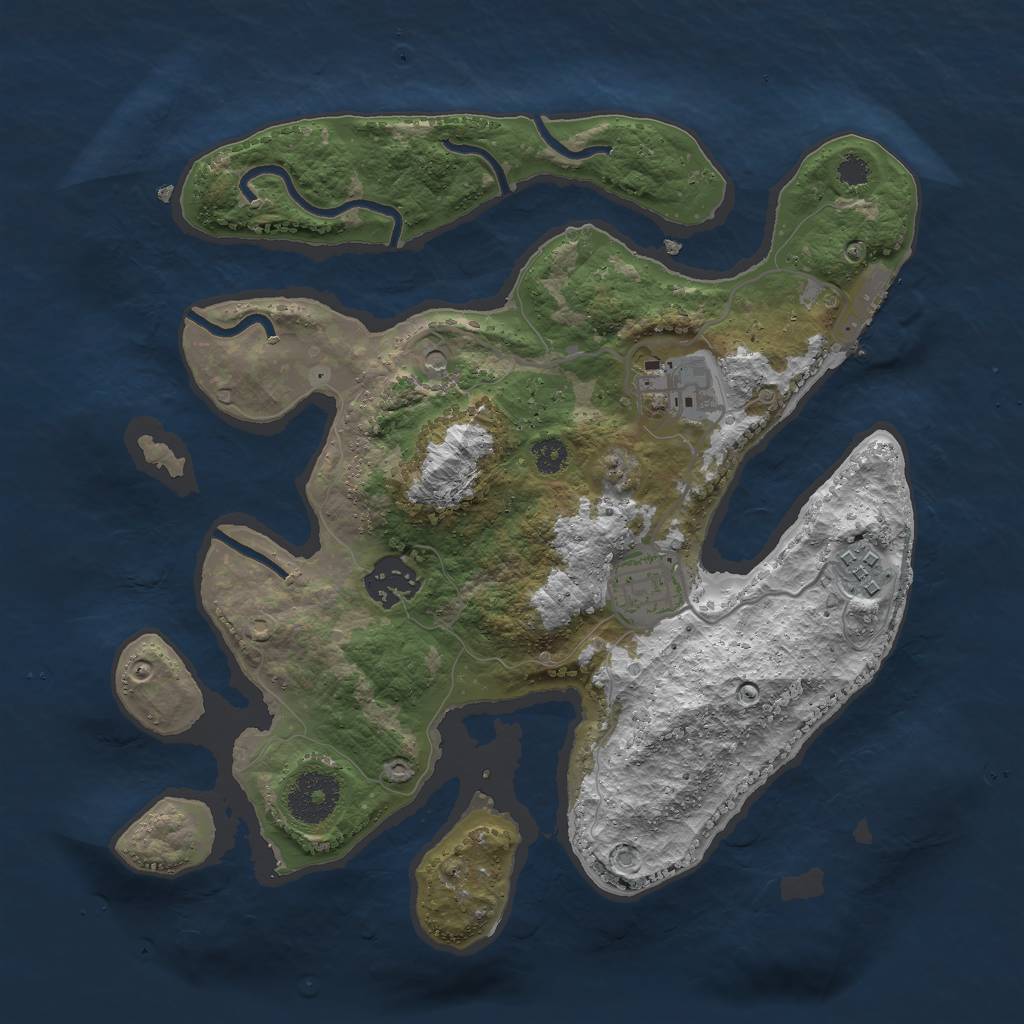 Rust Map: Procedural Map, Size: 3000, Seed: 927318656, 8 Monuments