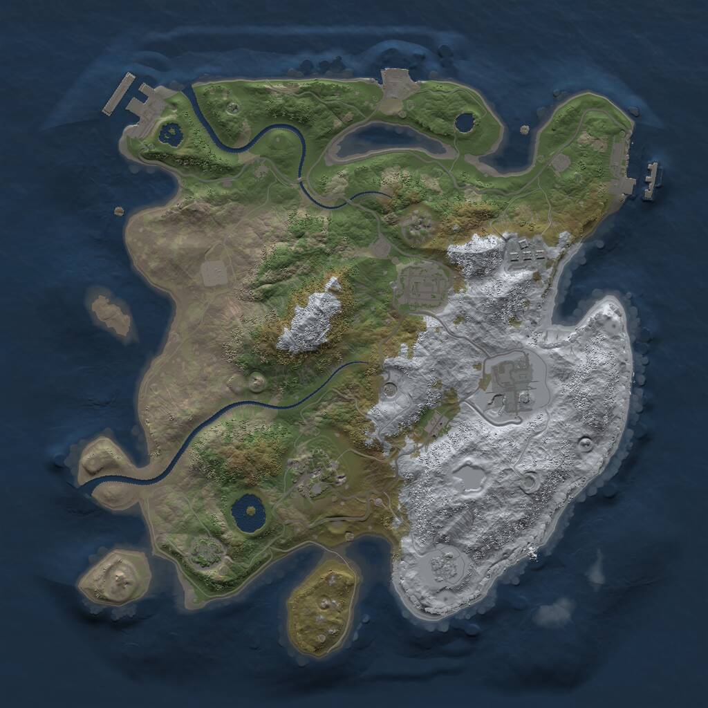 Rust Map: Procedural Map, Size: 3000, Seed: 927318656, 10 Monuments
