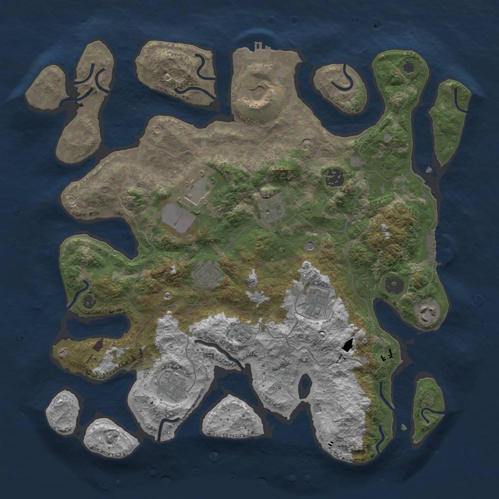 Rust Map: Procedural Map, Size: 4000, Seed: 913165, 14 Monuments