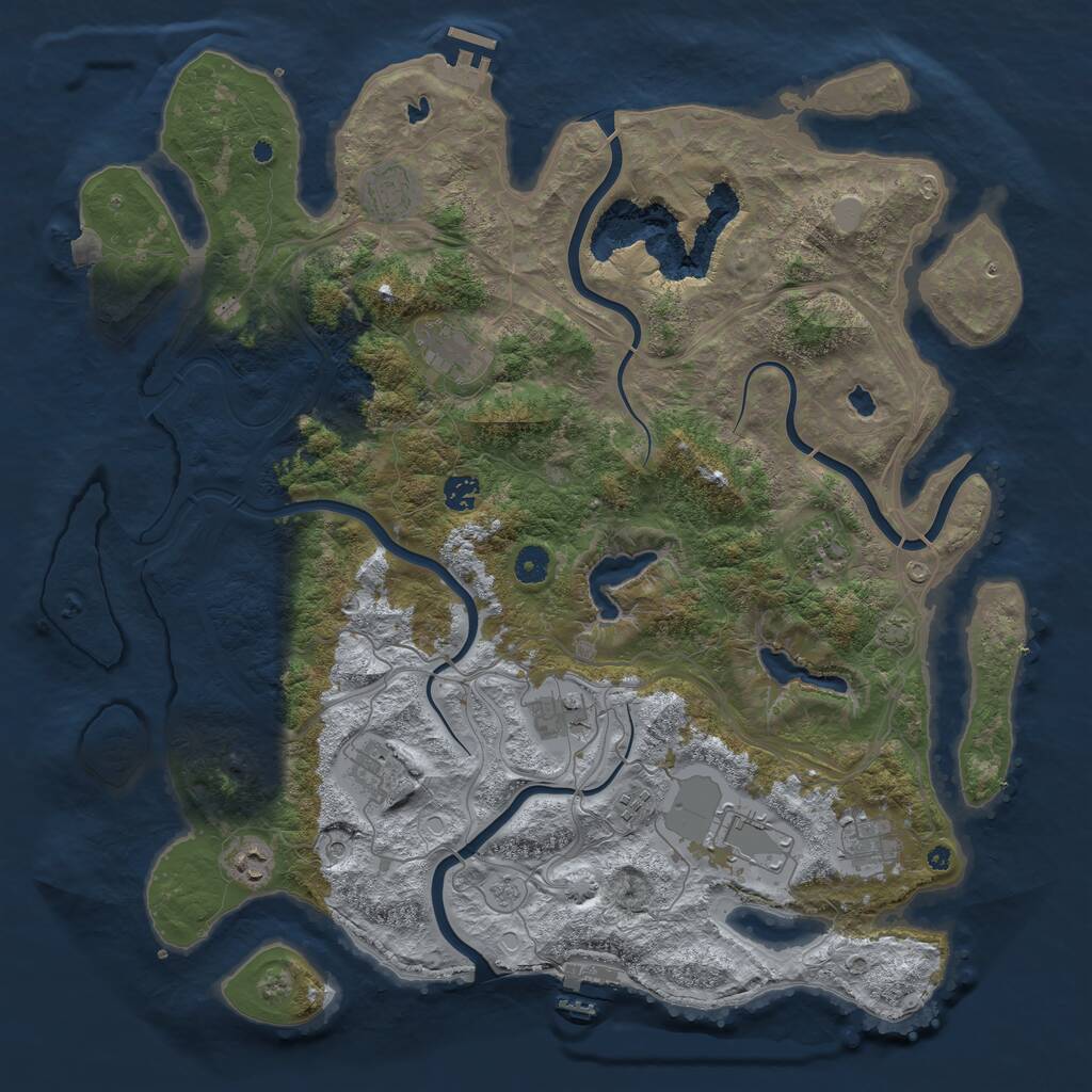 Rust Map: Procedural Map, Size: 4500, Seed: 1312616180, 16 Monuments