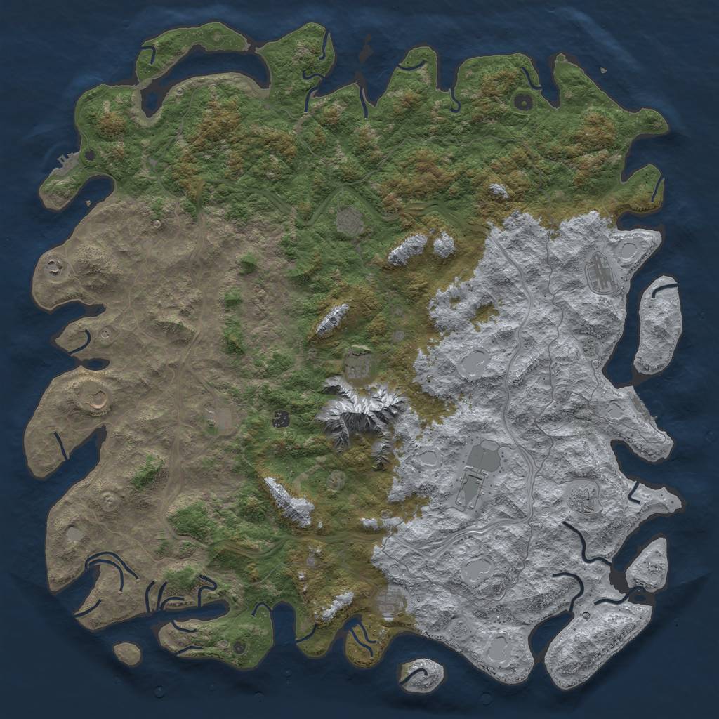 Rust Map: Procedural Map, Size: 6000, Seed: 814472, 18 Monuments