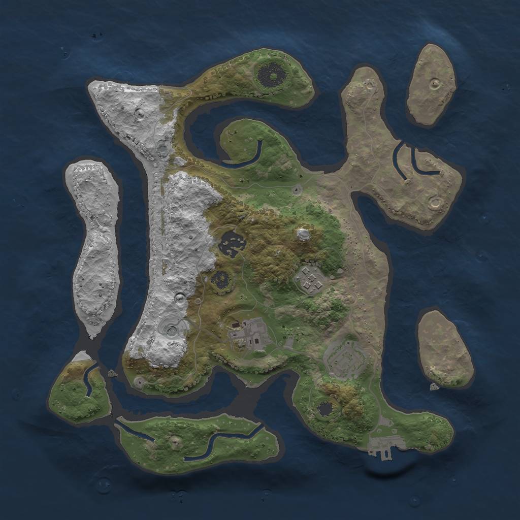 Rust Map: Procedural Map, Size: 3000, Seed: 88814319, 8 Monuments