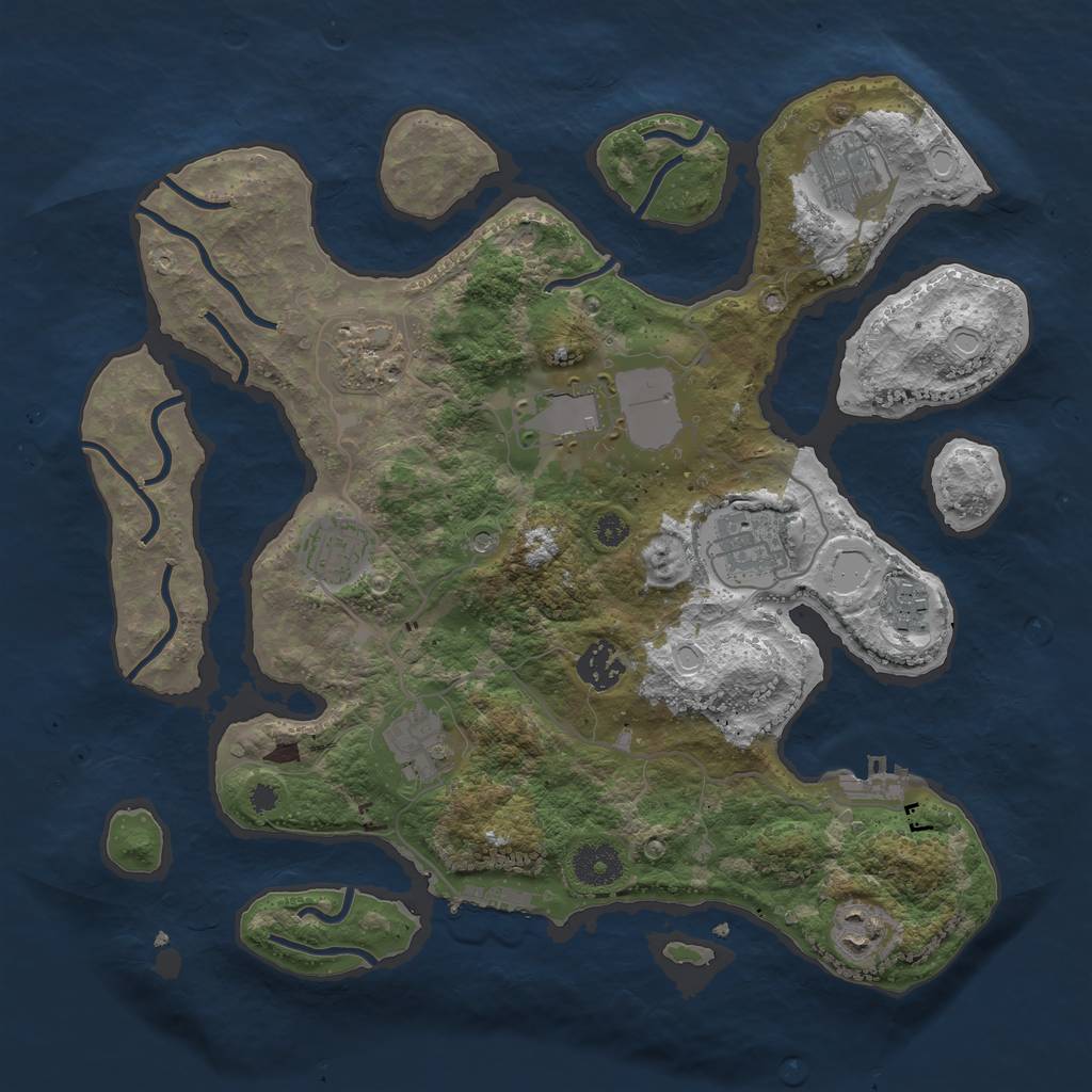 Rust Map: Procedural Map, Size: 3500, Seed: 1171501054, 17 Monuments