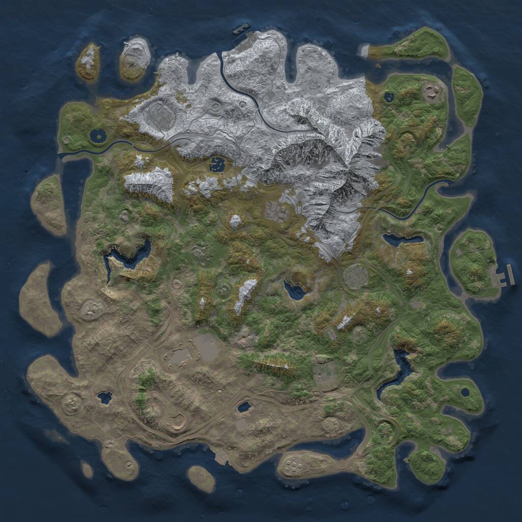 Rust Map: Procedural Map, Size: 5000, Seed: 1257, 16 Monuments