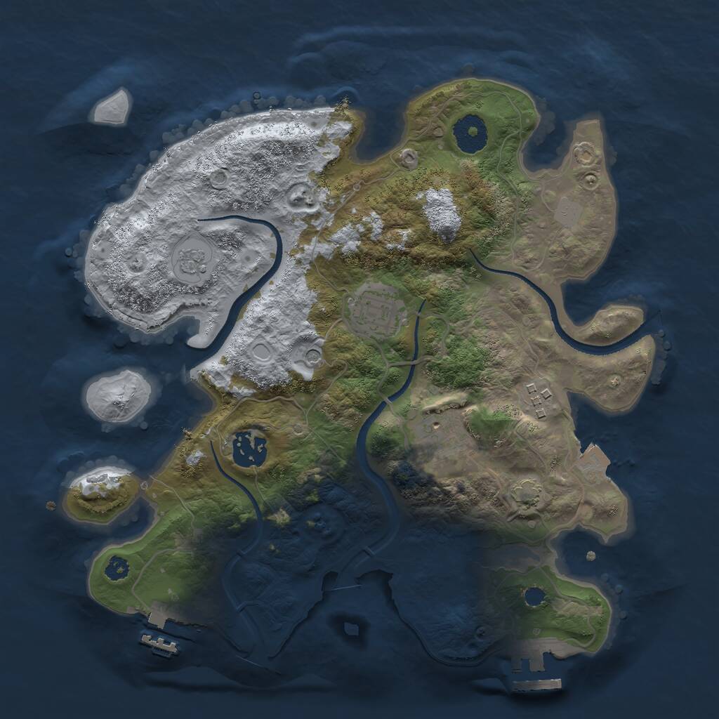 Rust Map: Procedural Map, Size: 3000, Seed: 83123, 10 Monuments