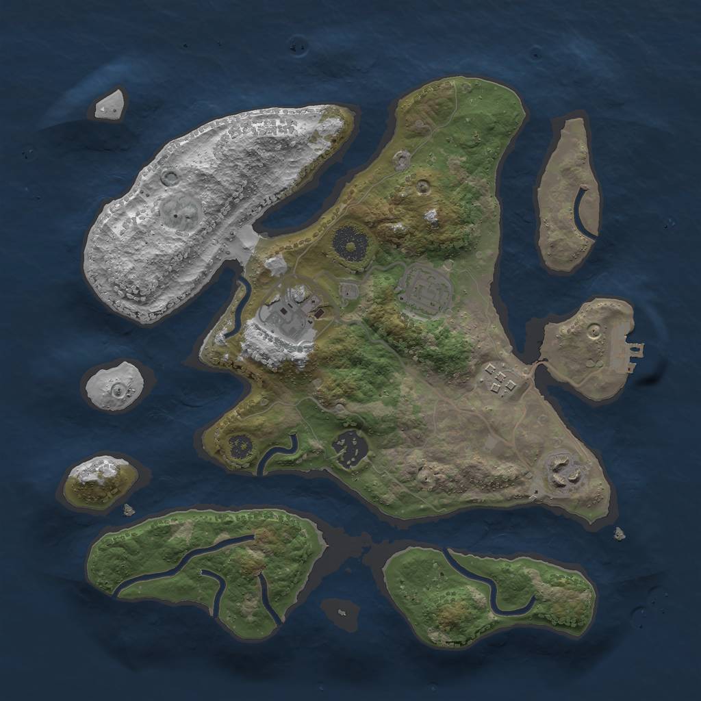 Rust Map: Procedural Map, Size: 3000, Seed: 83123, 8 Monuments