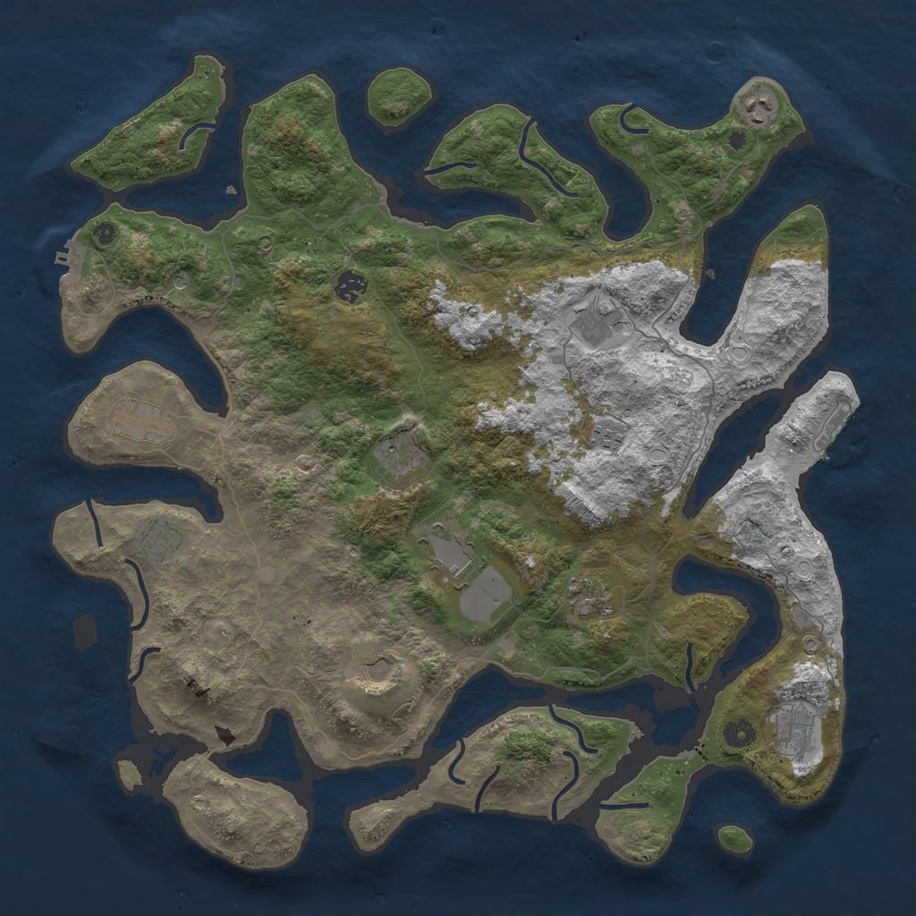 Rust Map: Procedural Map, Size: 4500, Seed: 1573986058, 19 Monuments