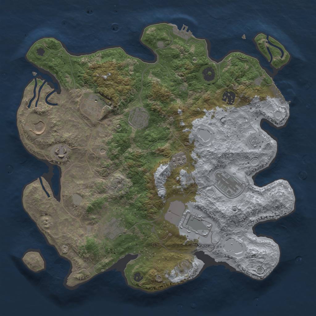 Rust Map: Procedural Map, Size: 3500, Seed: 138059, 18 Monuments