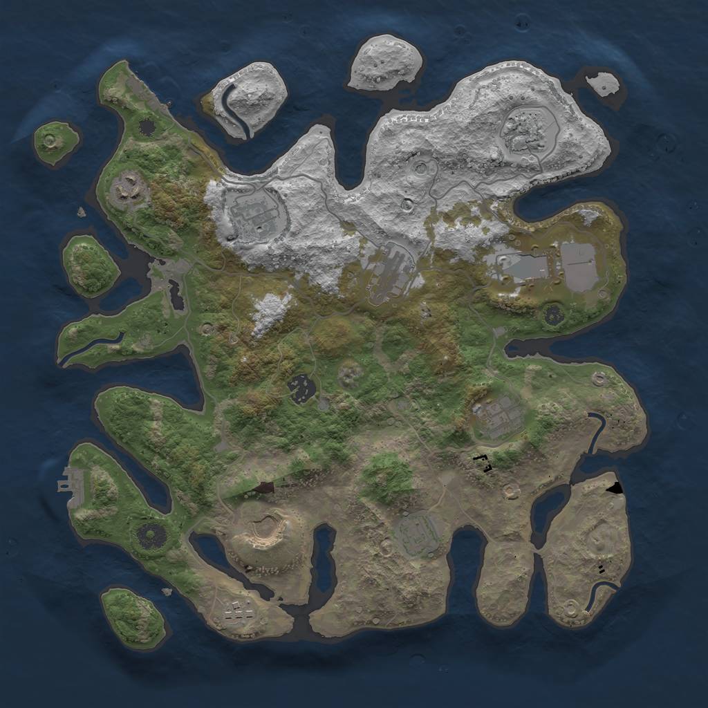 Rust Map: Procedural Map, Size: 3750, Seed: 566733885, 15 Monuments