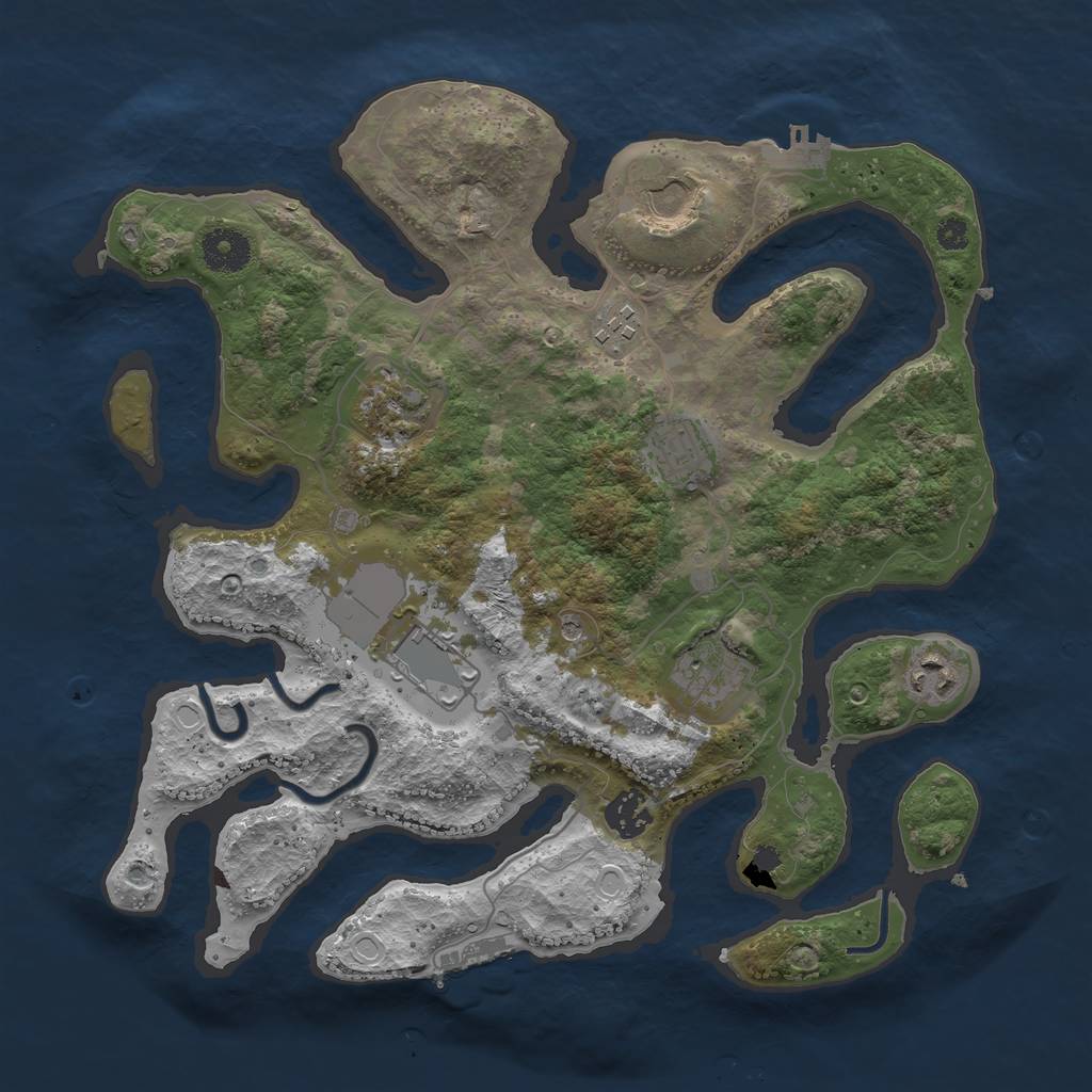 Rust Map: Procedural Map, Size: 3500, Seed: 1267290917, 16 Monuments