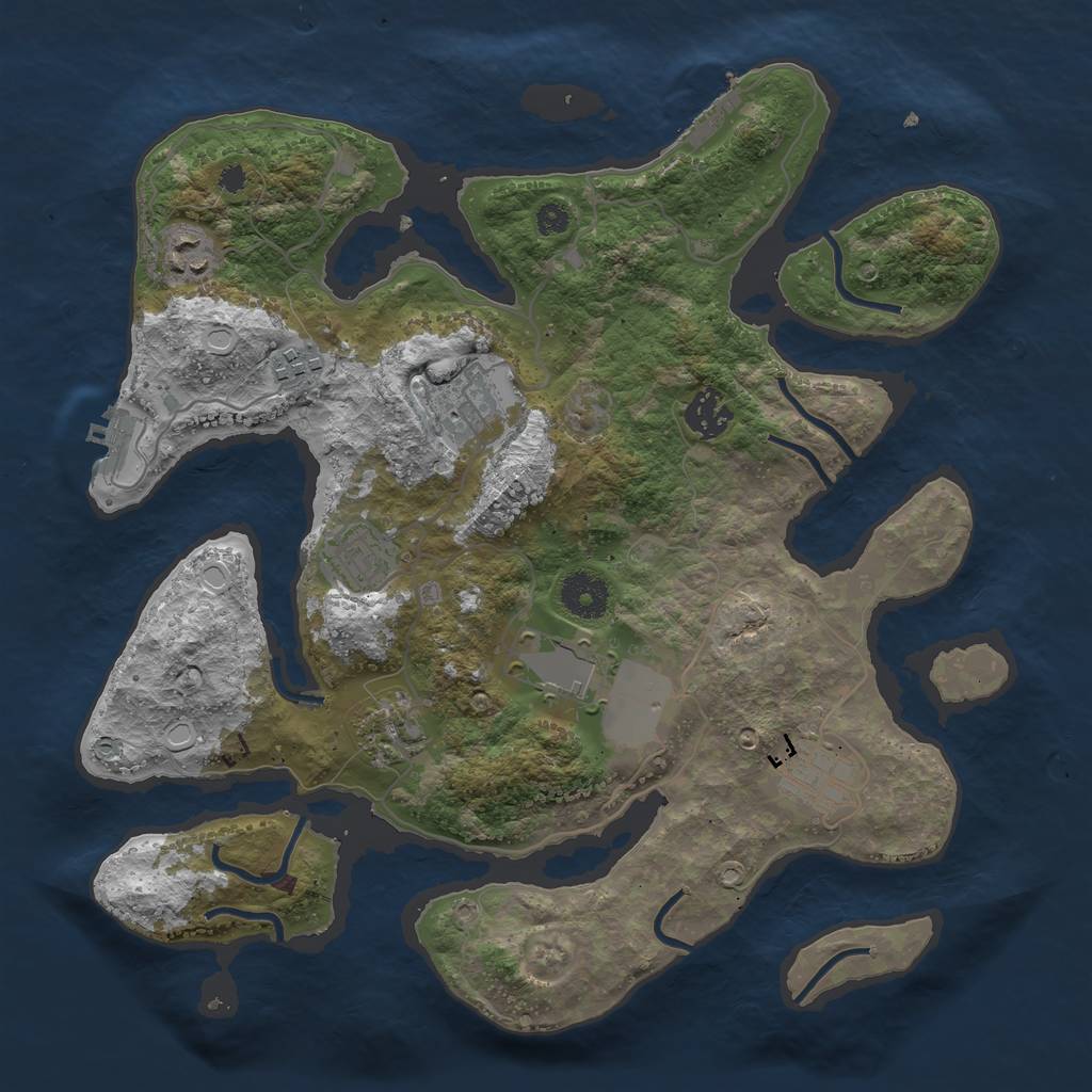 Rust Map: Procedural Map, Size: 3500, Seed: 832542409, 15 Monuments