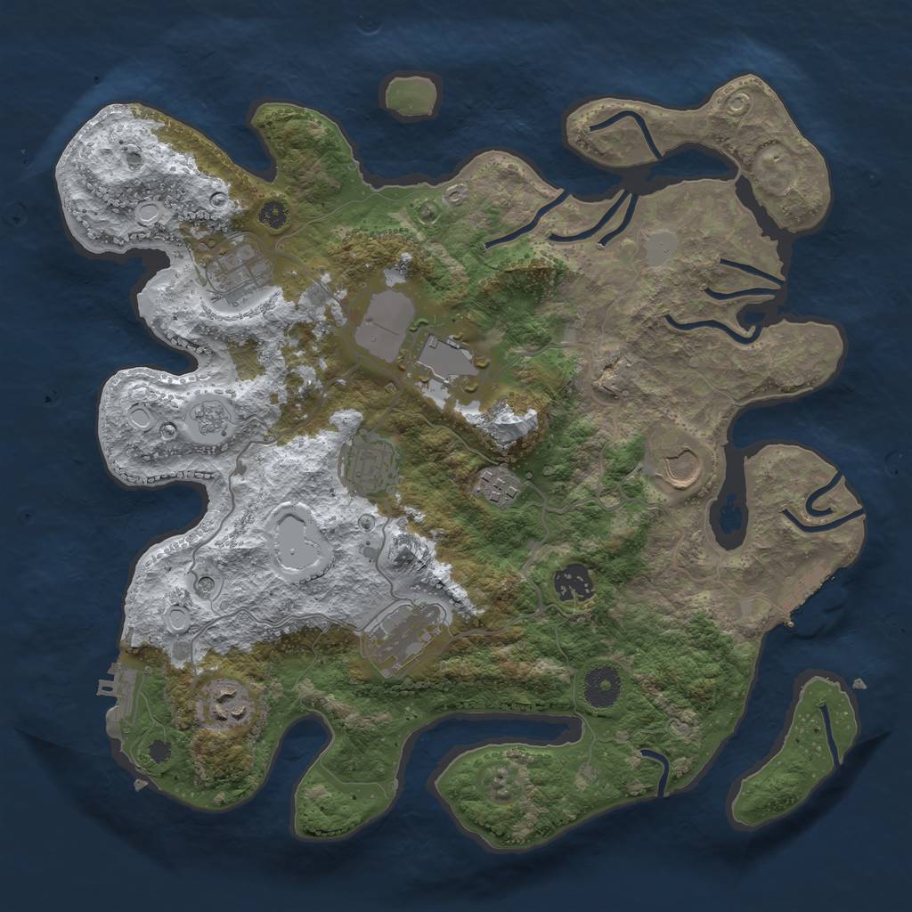 Rust Map: Procedural Map, Size: 3500, Seed: 1421029487, 17 Monuments