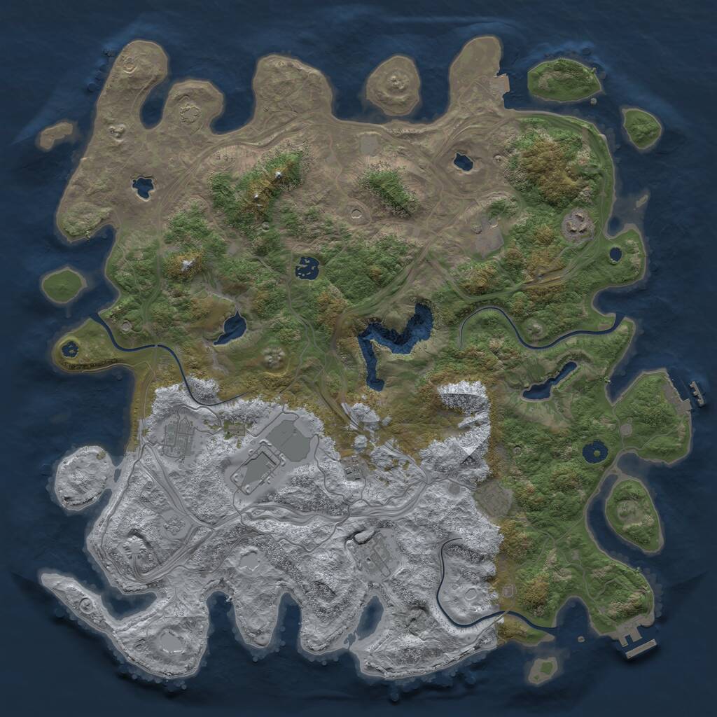 Rust Map: Procedural Map, Size: 4500, Seed: 1421336755, 14 Monuments