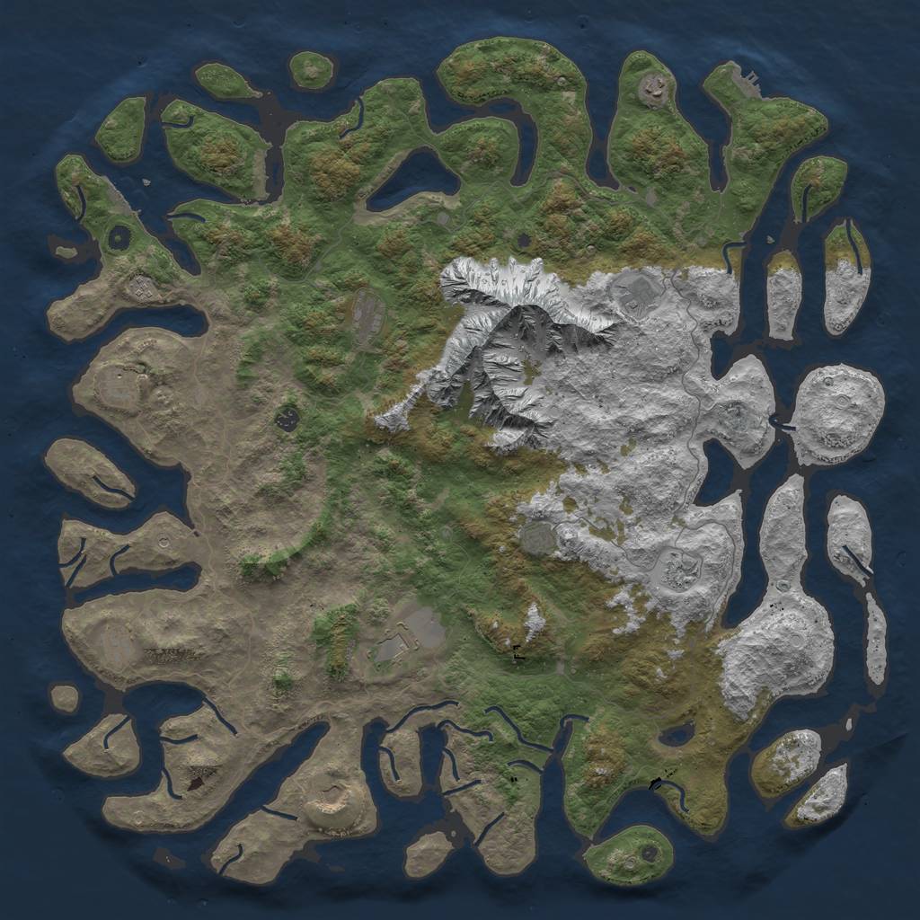 Rust Map: Procedural Map, Size: 6000, Seed: 5654266, 19 Monuments