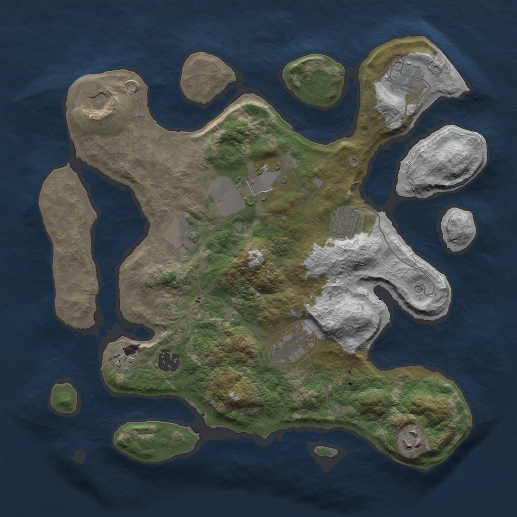 Rust Map: Barren, Size: 3500, Seed: 1171501054, 12 Monuments