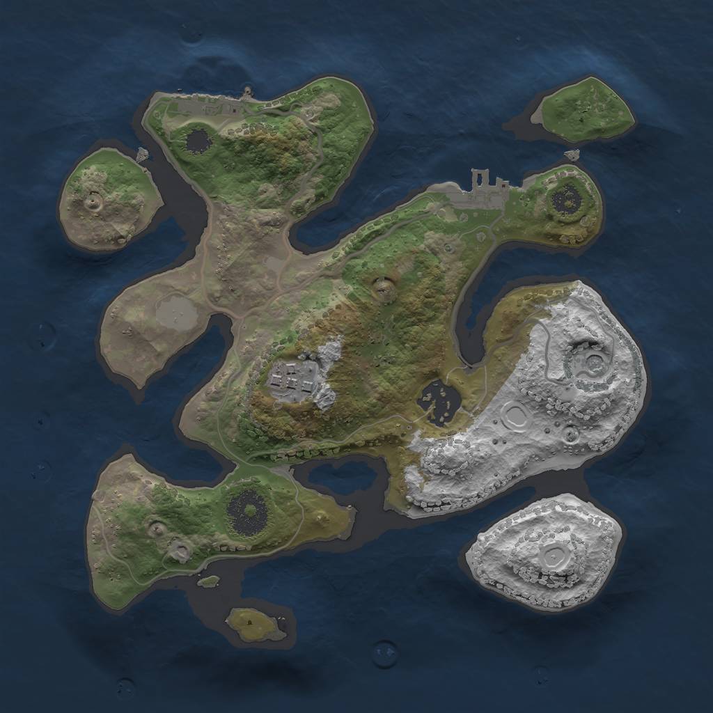 Rust Map: Procedural Map, Size: 2500, Seed: 1414764525, 10 Monuments