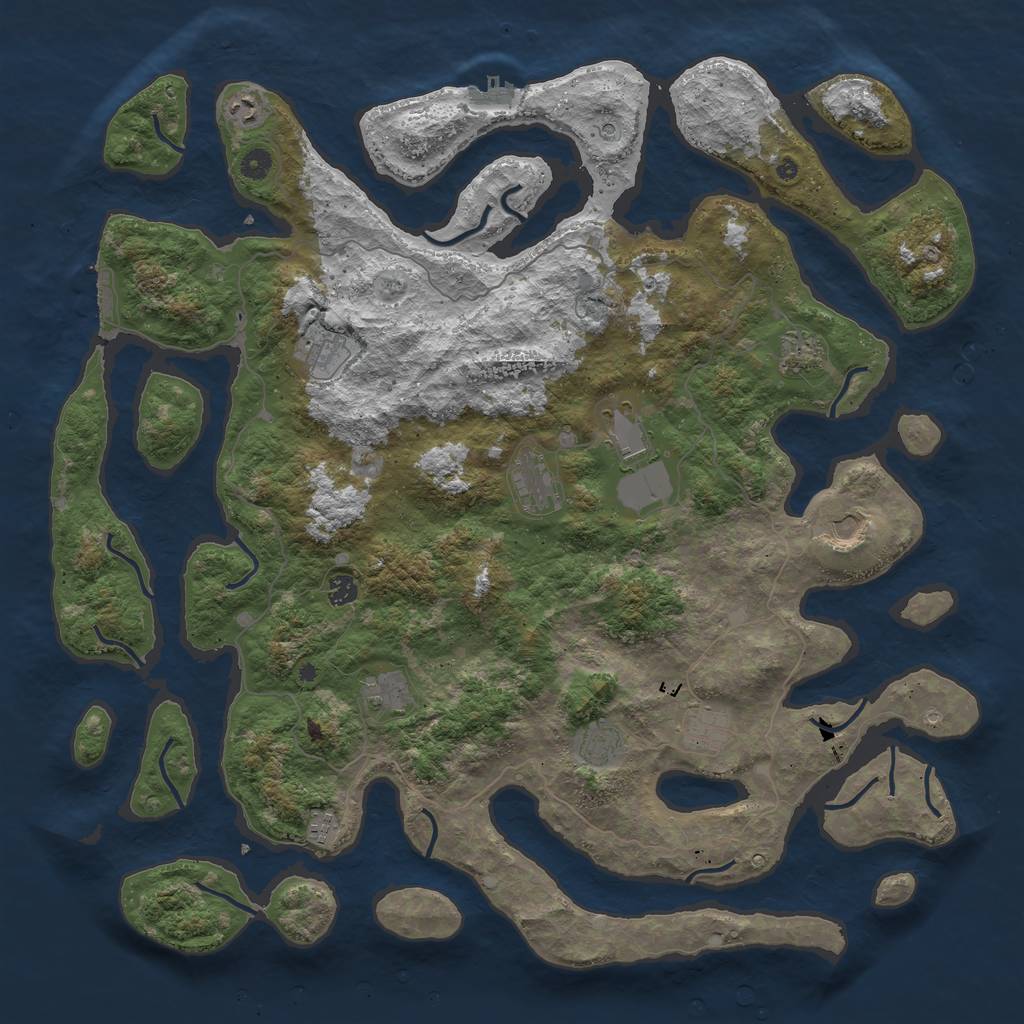 Rust Map: Procedural Map, Size: 5000, Seed: 21231428, 16 Monuments
