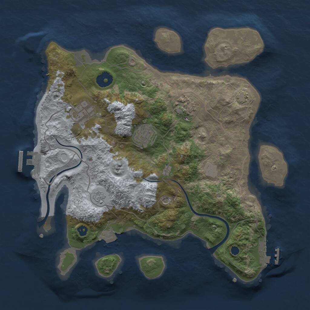 Rust Map: Procedural Map, Size: 3000, Seed: 34432, 9 Monuments