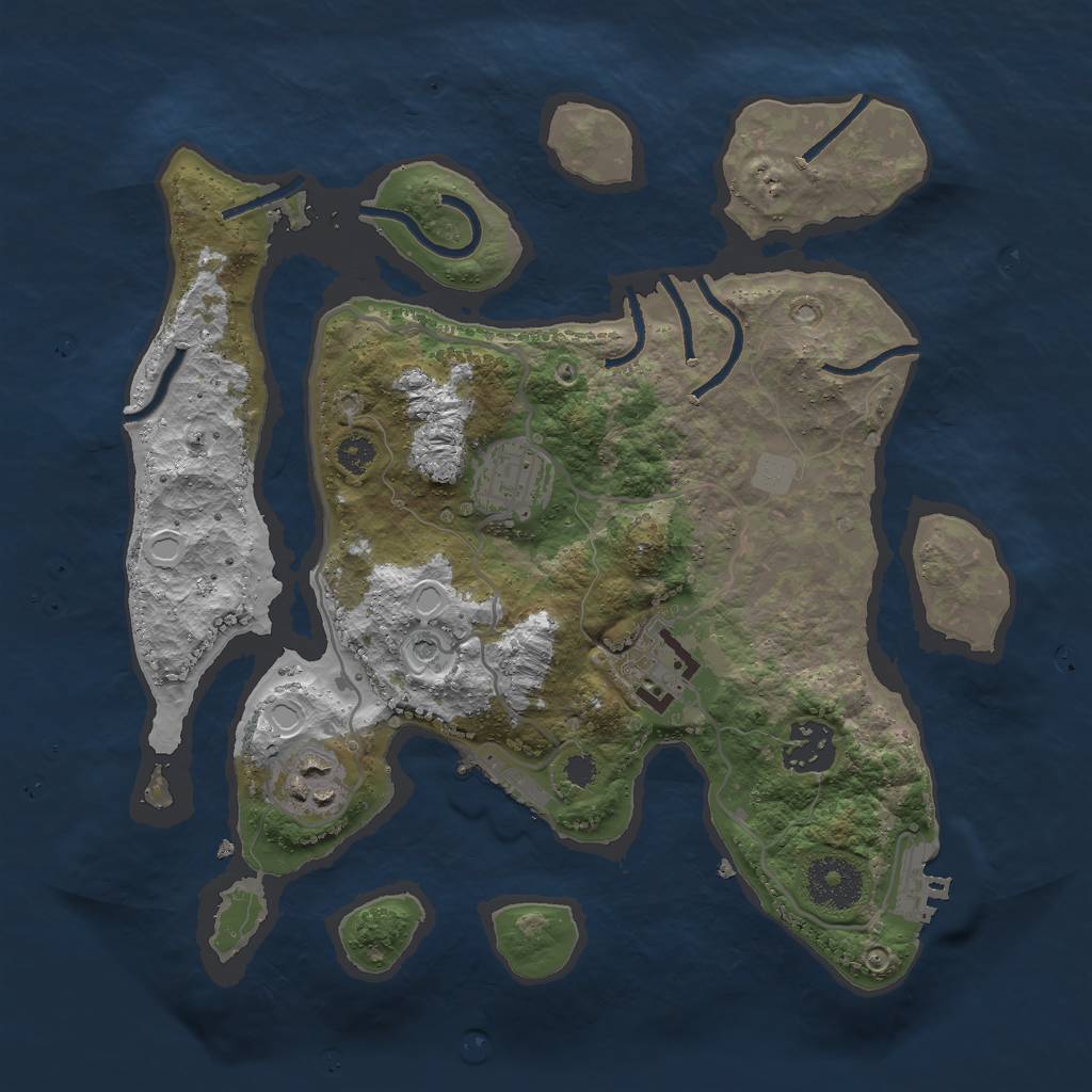 Rust Map: Procedural Map, Size: 3000, Seed: 34432, 12 Monuments