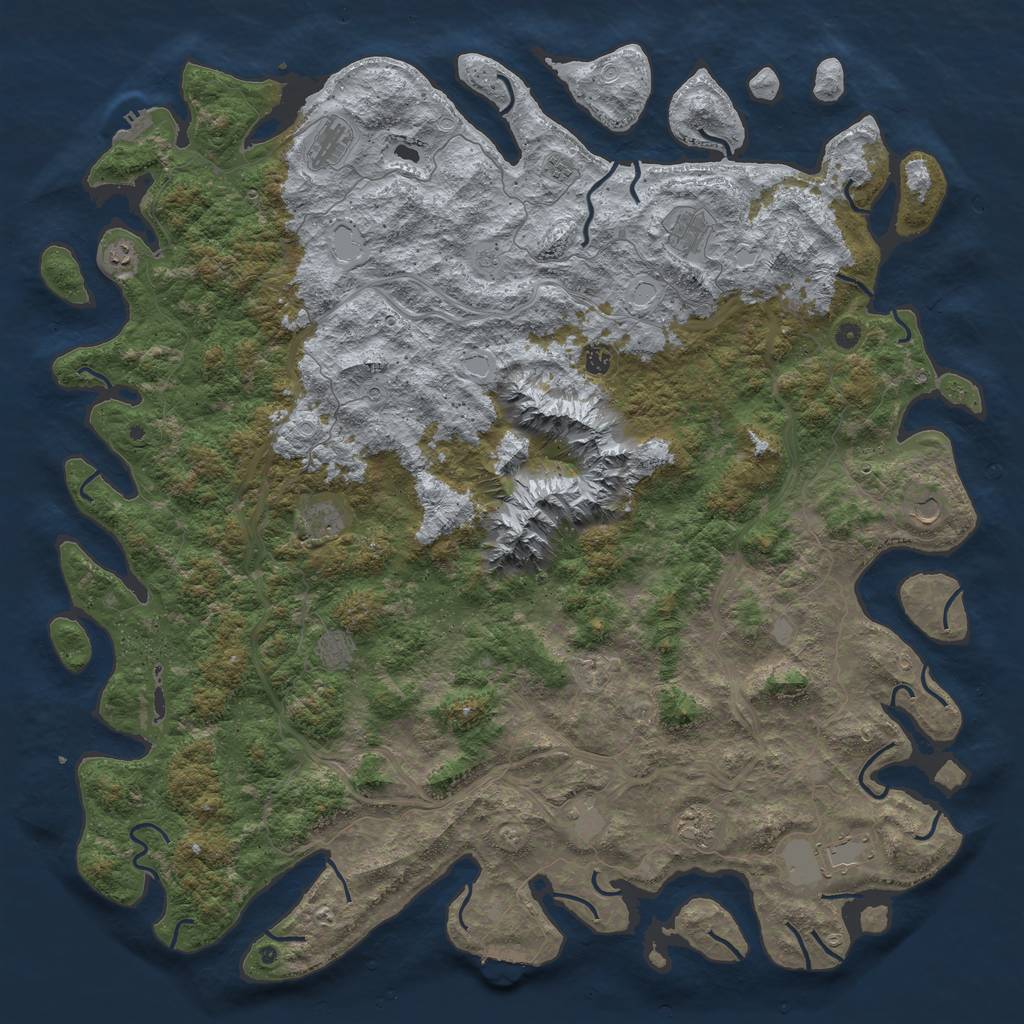 Rust Map: Procedural Map, Size: 6000, Seed: 54654, 18 Monuments
