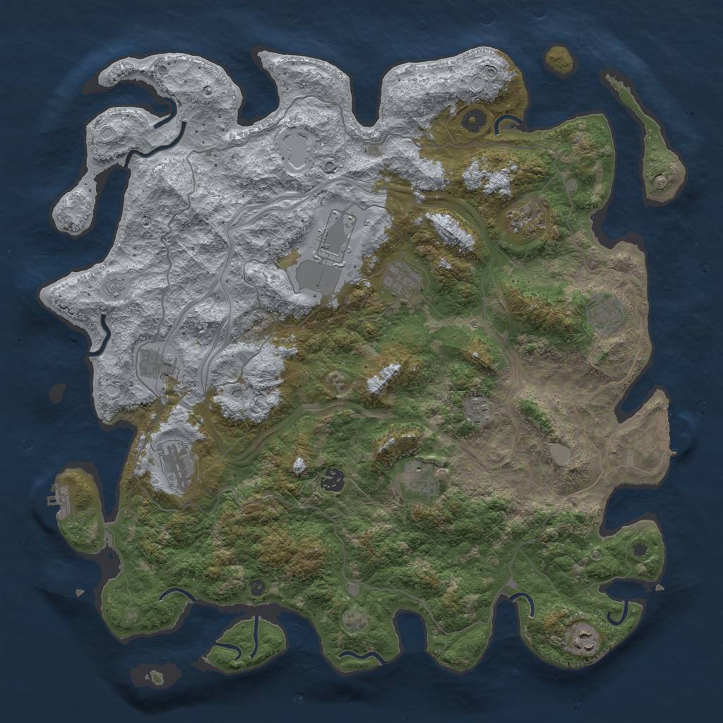 Rust Map: Procedural Map, Size: 4500, Seed: 1064828175, 17 Monuments