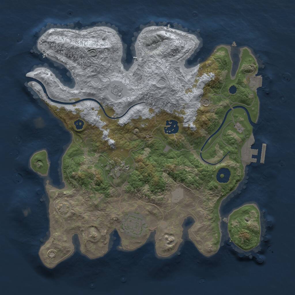Rust Map: Procedural Map, Size: 3000, Seed: 793191, 8 Monuments