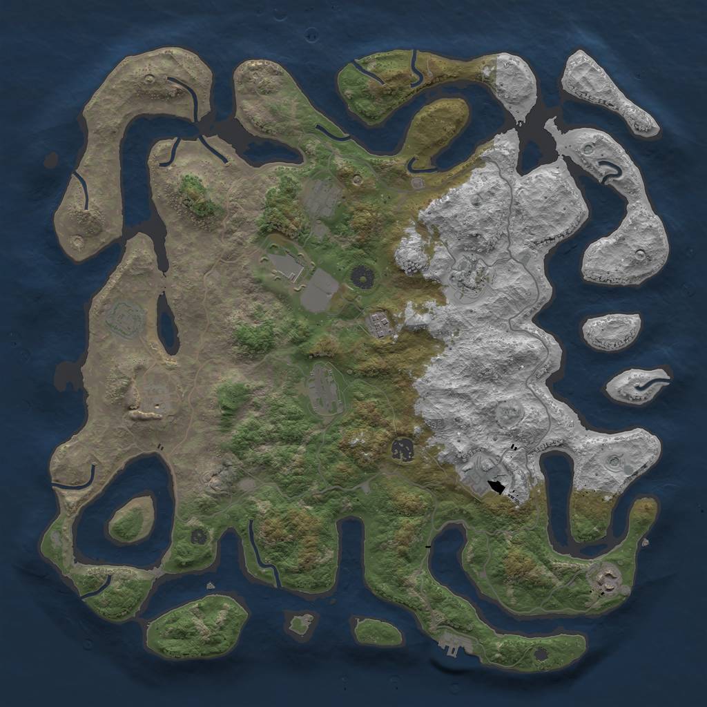 Rust Map: Procedural Map, Size: 4500, Seed: 166, 14 Monuments