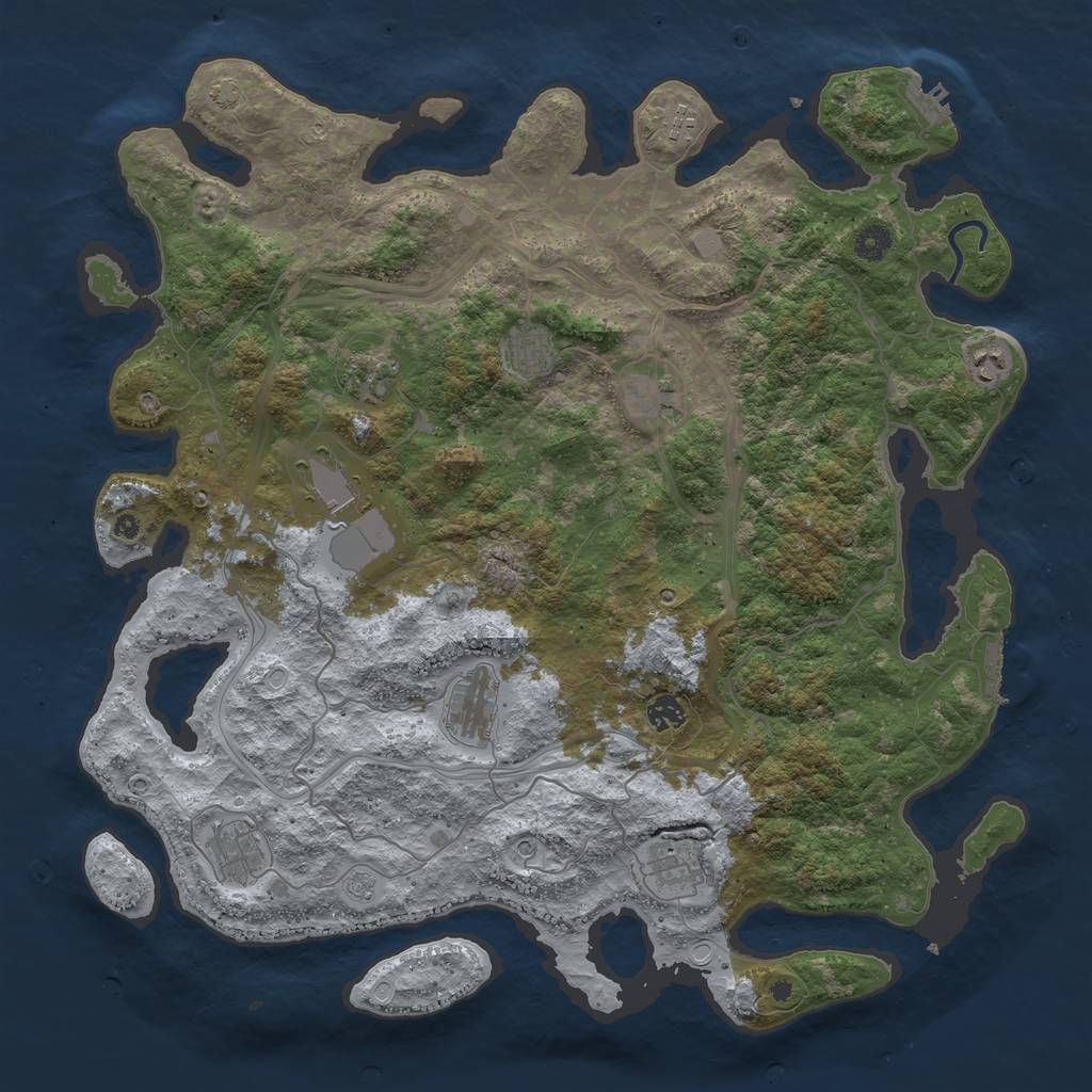Rust Map: Procedural Map, Size: 4500, Seed: 1406198437, 18 Monuments