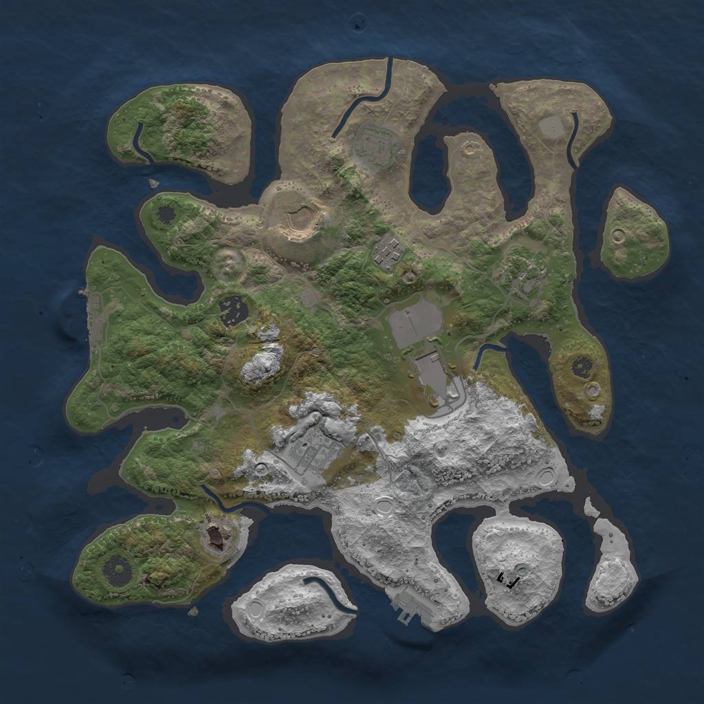 Rust Map: Procedural Map, Size: 3500, Seed: 561485, 15 Monuments