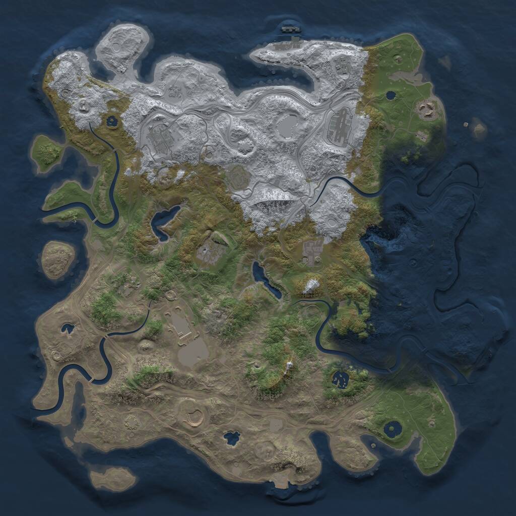 Rust Map: Procedural Map, Size: 4500, Seed: 1911236960, 17 Monuments