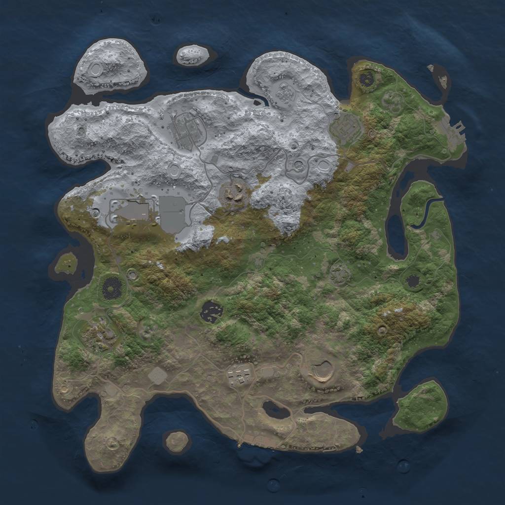 Rust Map: Procedural Map, Size: 3500, Seed: 295399336, 16 Monuments