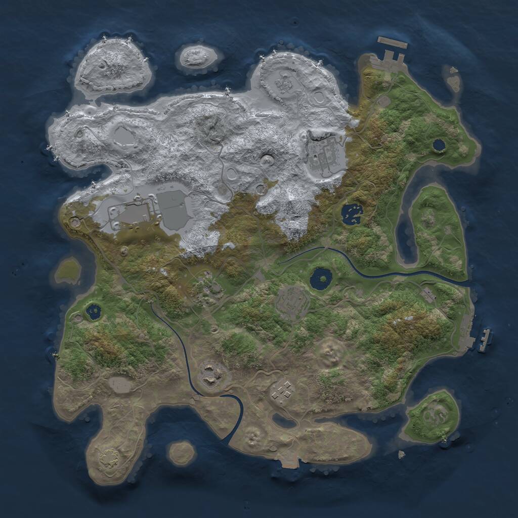 Rust Map: Procedural Map, Size: 3500, Seed: 295399336, 13 Monuments