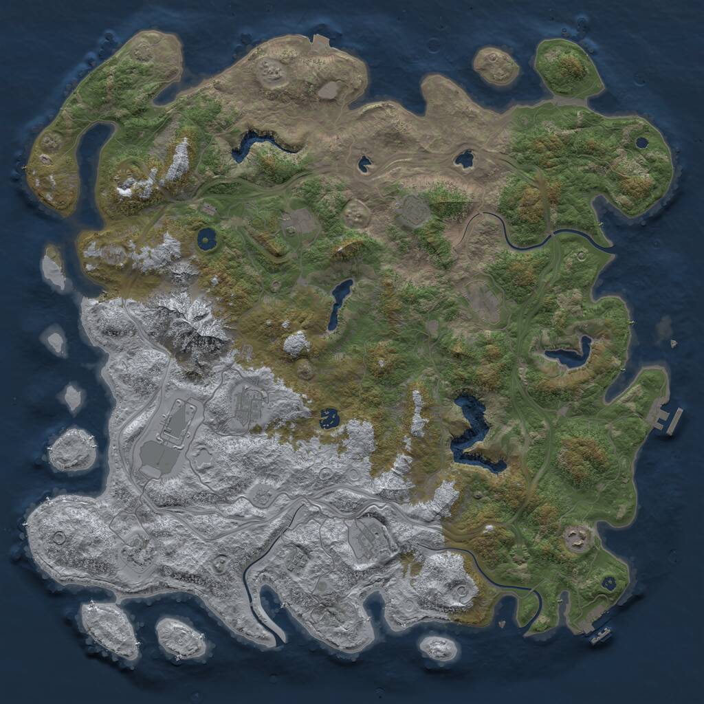 Rust Map: Procedural Map, Size: 5000, Seed: 958852, 16 Monuments