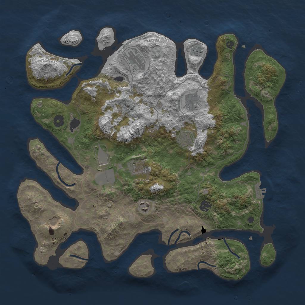 Rust Map: Procedural Map, Size: 4000, Seed: 548359, 13 Monuments